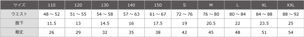 サイズ表