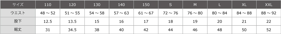 サイズ表