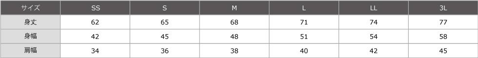 サイズ表