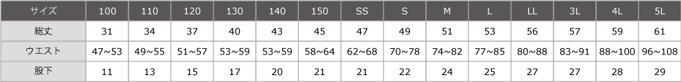 サイズ表